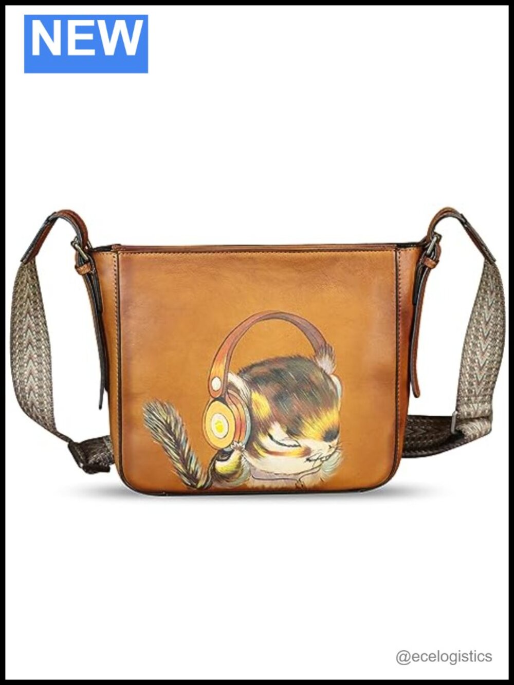 Genuine Leather Hand Painted Crossbody Satchel Purse Handbag Vintage Style New